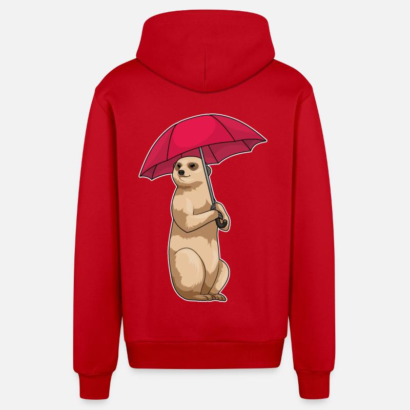 Parapluie suricate - Veste à capuche bio décontractée fabriquée en UE - rouge
