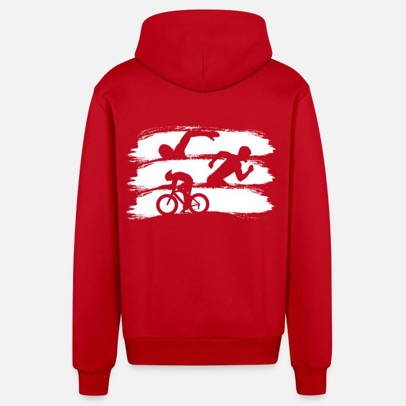 Course de triathlon - Veste à capuche bio décontractée fabriquée en UE - rouge
