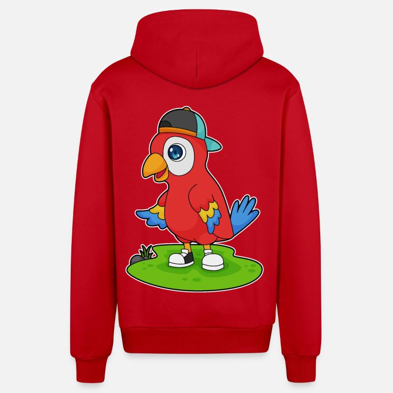 Bouchon de perroquet - Veste à capuche bio décontractée fabriquée en UE - rouge