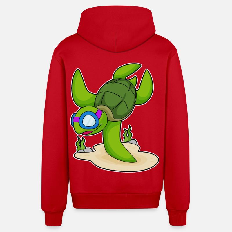 Lunettes Turtle Diver - Veste à capuche bio décontractée fabriquée en UE - rouge