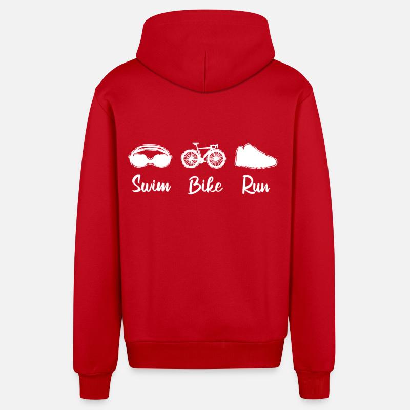 Triathlon Nageur Biker Runner - Veste à capuche bio décontractée fabriquée en UE - rouge