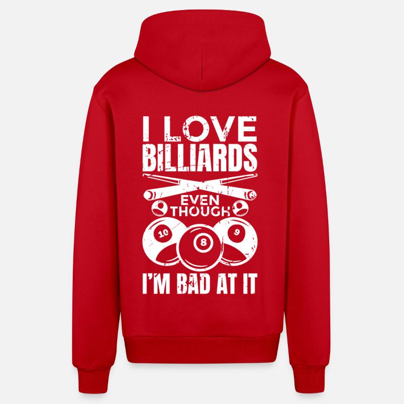 J’adore le billard - Veste à capuche bio décontractée fabriquée en UE - rouge