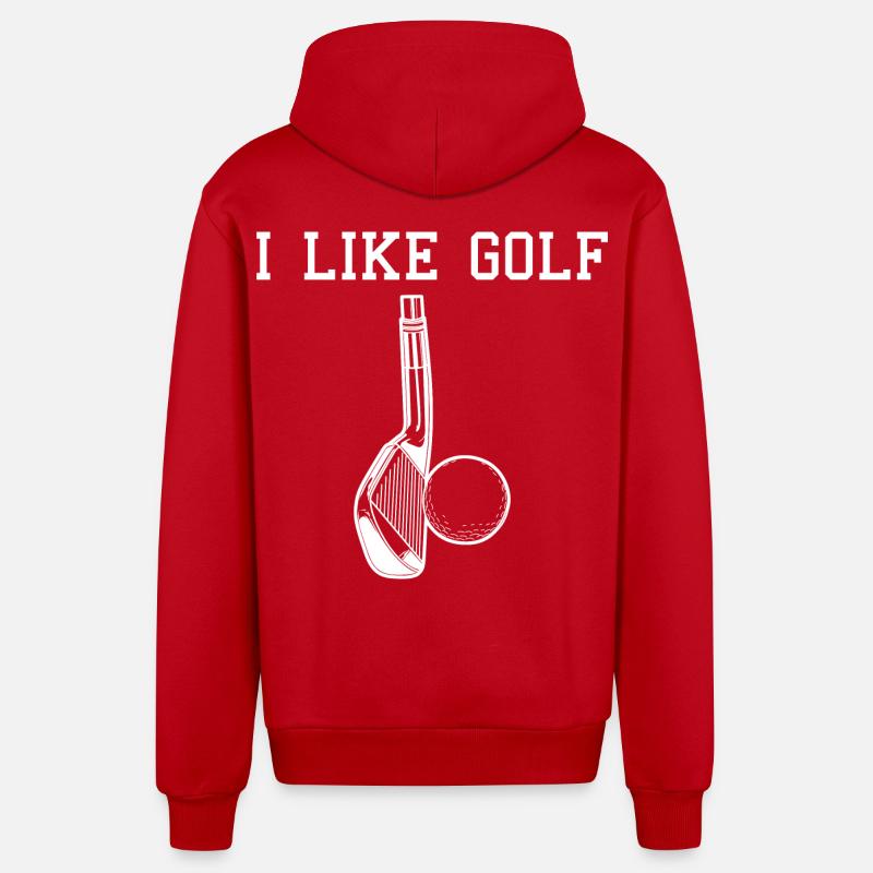 J’aime le golf - Veste à capuche bio décontractée fabriquée en UE - rouge