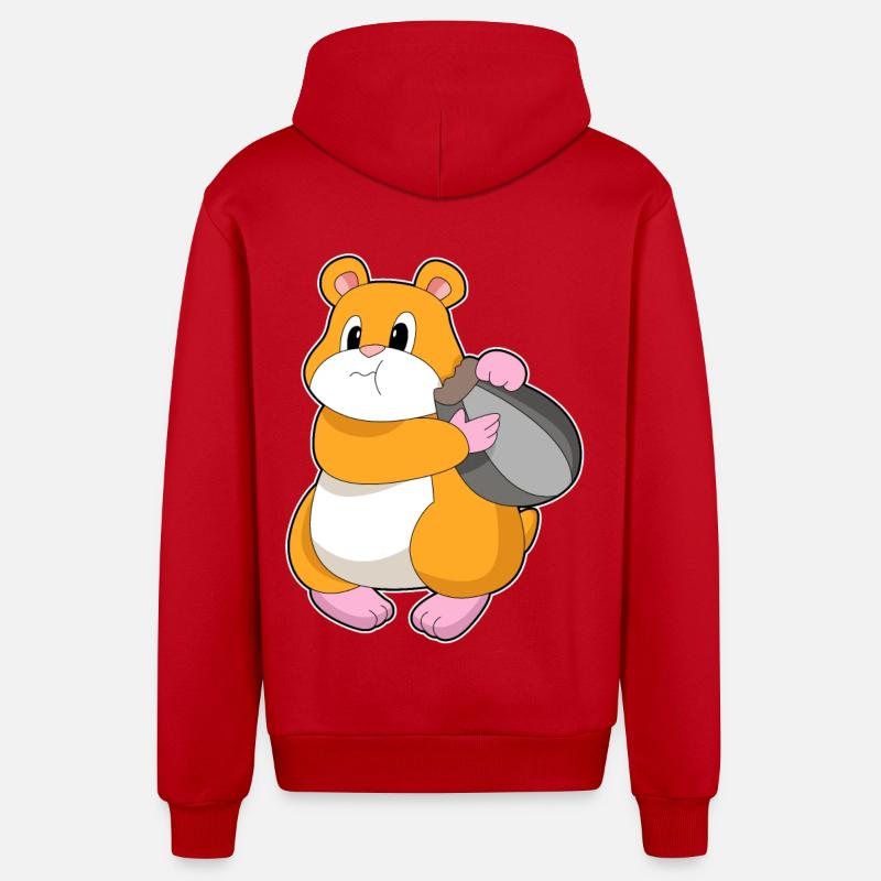 Hamster Noyer - Veste à capuche bio décontractée fabriquée en UE - rouge