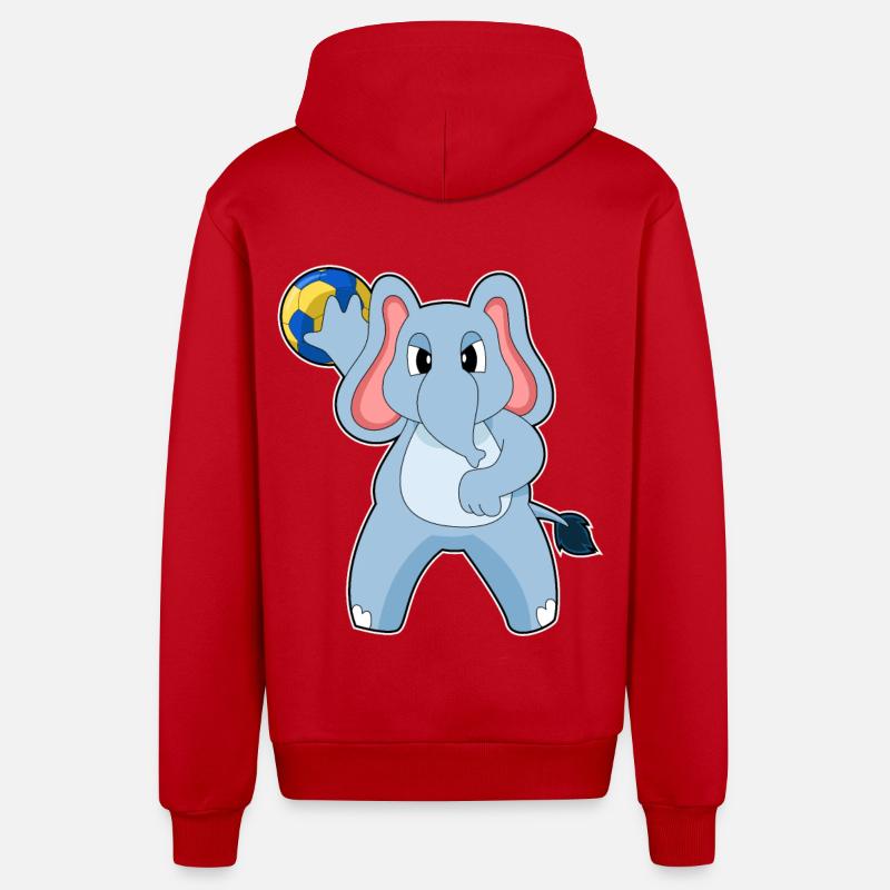 Eléphant Handballeur Handball - Veste à capuche bio décontractée fabriquée en UE - rouge