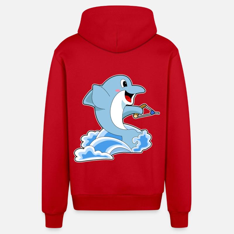 Ski nautique dauphin - Veste à capuche bio décontractée fabriquée en UE - rouge
