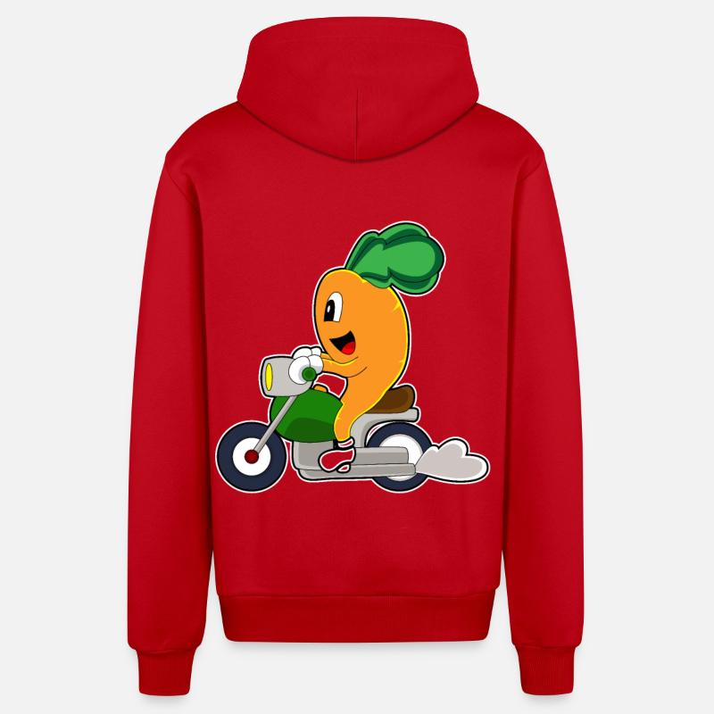 Trottinette carotte - Veste à capuche bio décontractée fabriquée en UE - rouge