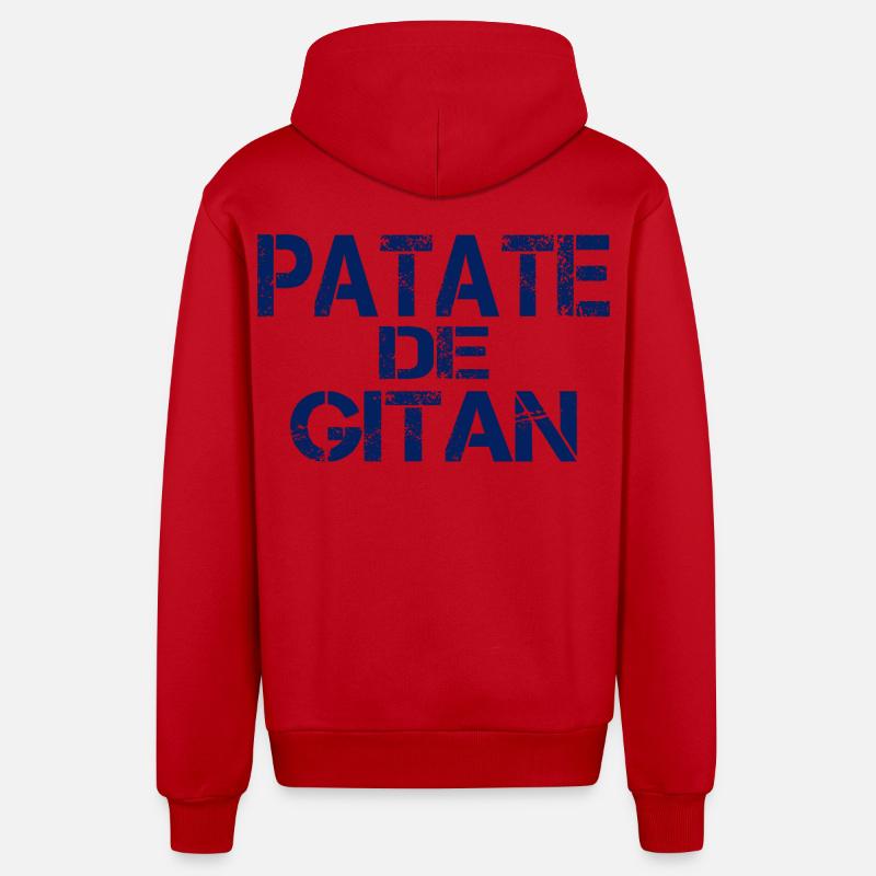 Patate GITAN bleu - Veste à capuche bio décontractée fabriquée en UE - rouge