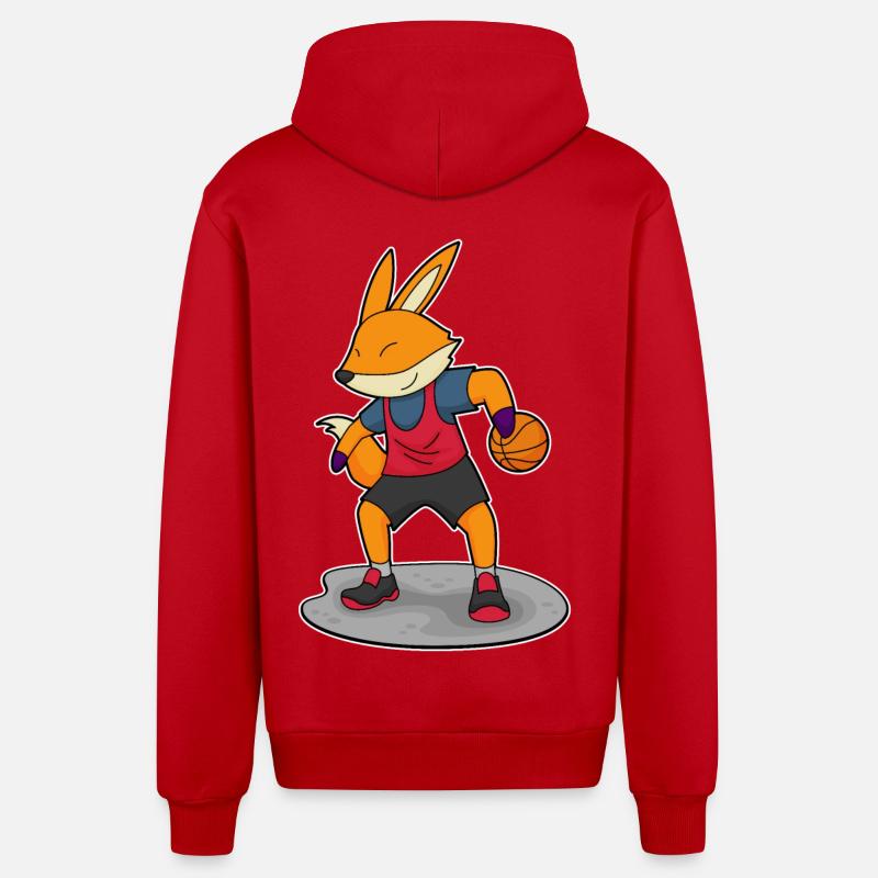 Fuchs Basketteur Basketteur - Veste à capuche bio décontractée fabriquée en UE - rouge