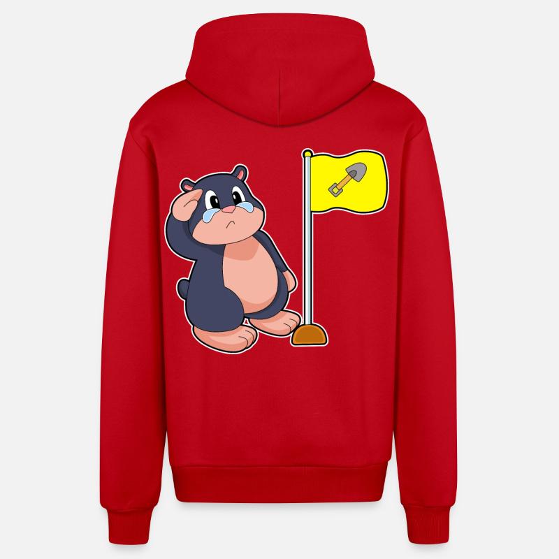 Drapeau taupe - Veste à capuche bio décontractée fabriquée en UE - rouge