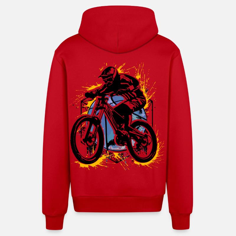 VTT VTT - VTT - Rétro Cycling - Veste à capuche bio décontractée fabriquée en UE - rouge