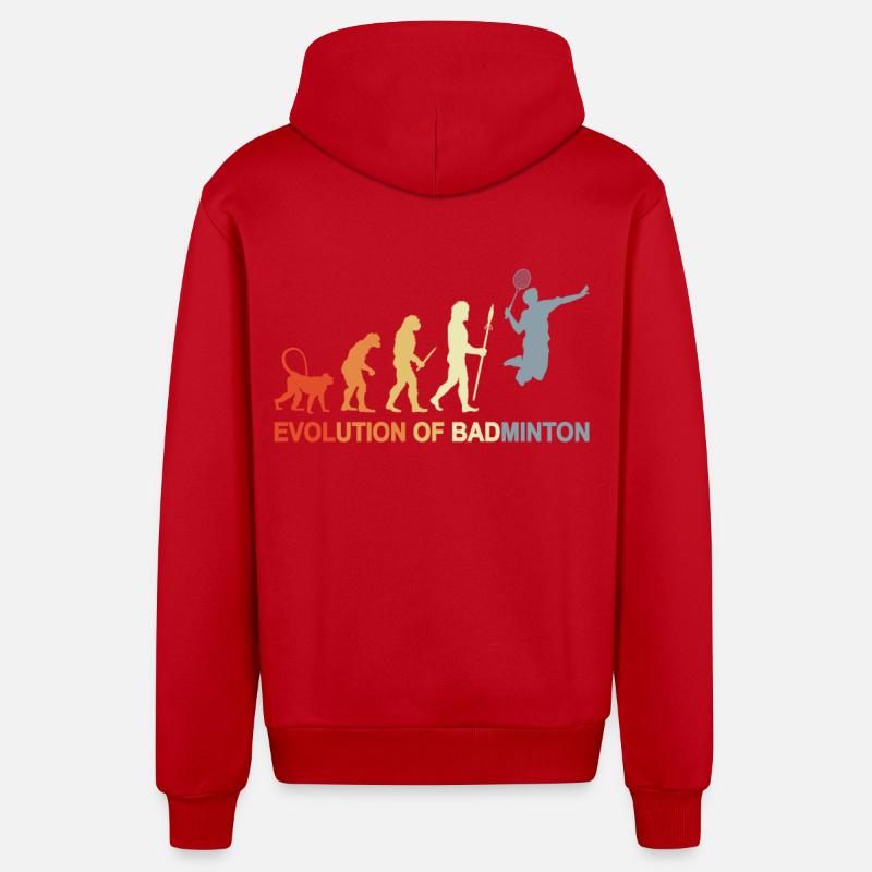 Évolution du badminton - Veste à capuche bio décontractée fabriquée en UE - rouge