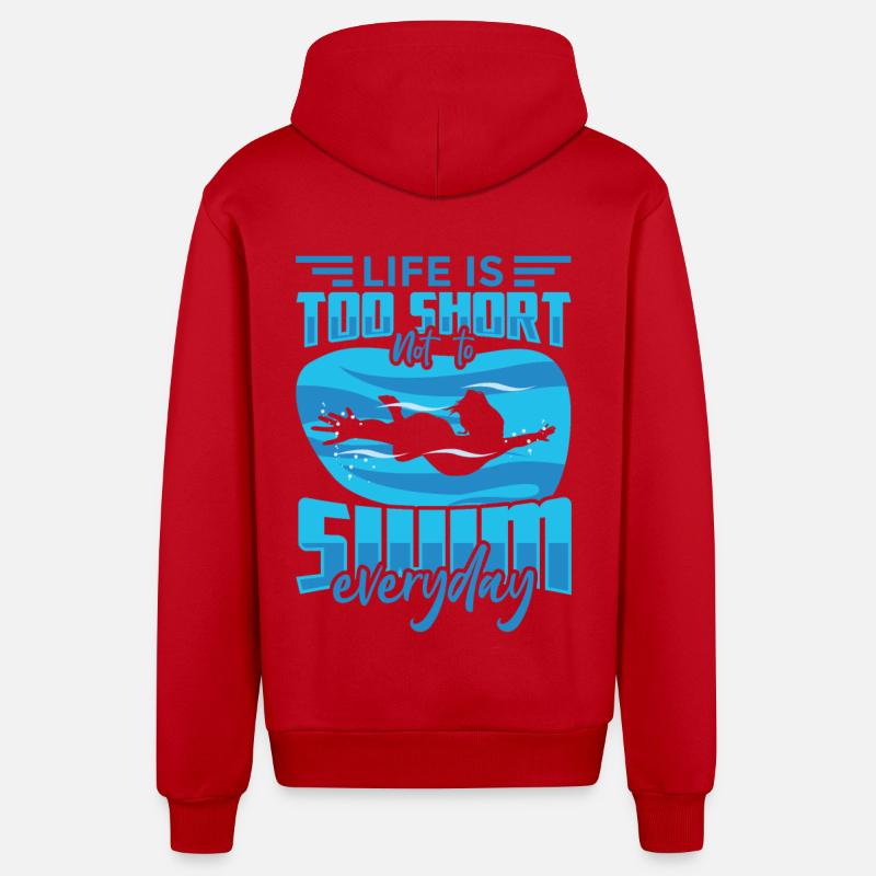 Drôle de citation de natation - Veste à capuche bio décontractée fabriquée en UE - rouge