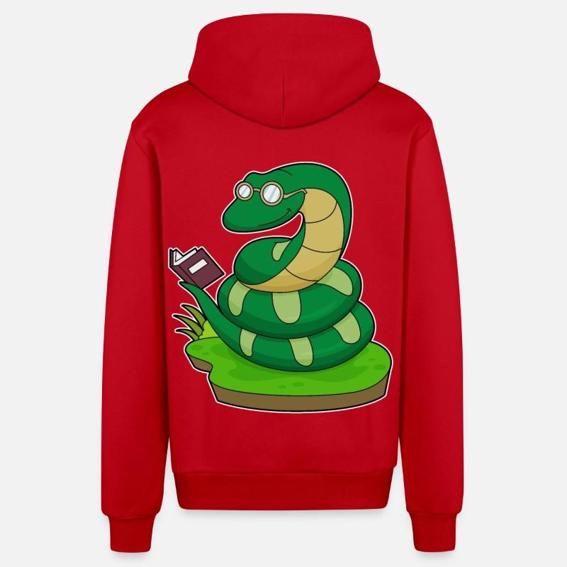 Livre Snake Nerd - Veste à capuche bio décontractée fabriquée en UE - rouge