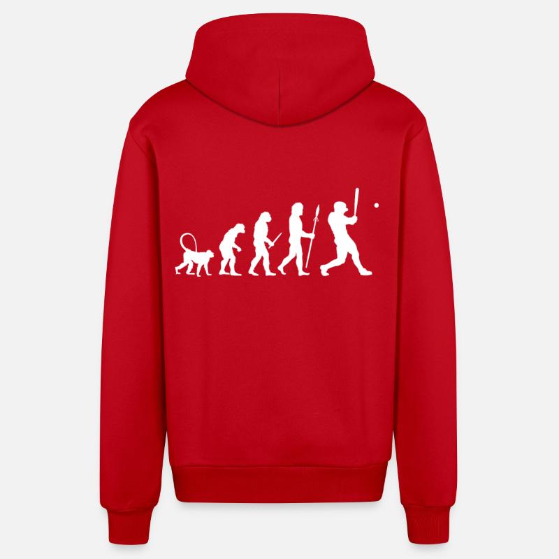 Évolution du baseball - Veste à capuche bio décontractée fabriquée en UE - rouge