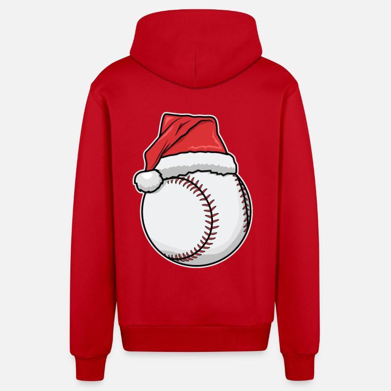 Noël des joueurs de baseball - Veste à capuche bio décontractée fabriquée en UE - rouge