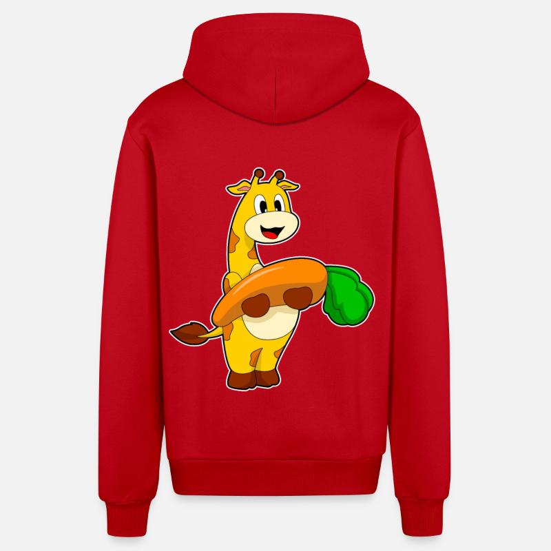 Girafe Carotte - Veste à capuche bio décontractée fabriquée en UE - rouge