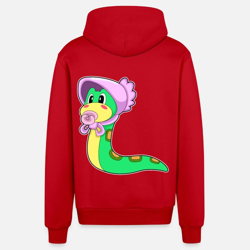 Sucette Serpent Bébé - Veste à capuche bio décontractée fabriquée en UE - rouge