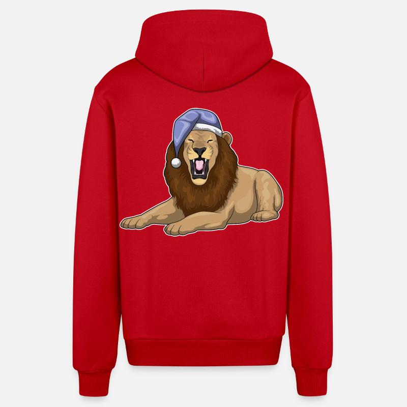 Leo Sleep Nightcap - Veste à capuche bio décontractée fabriquée en UE - rouge