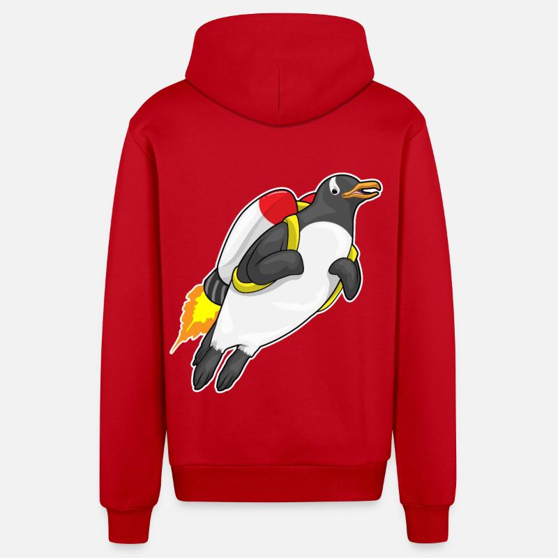 Pingouin volant jetpack - Veste à capuche bio décontractée fabriquée en UE - rouge