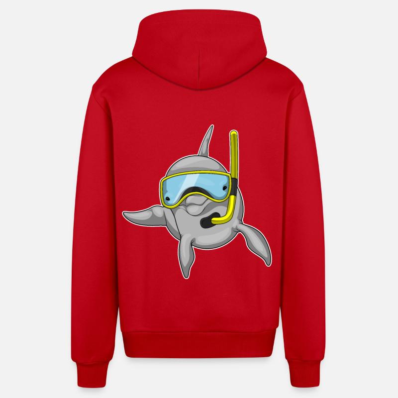 Dolphin Diver Snorkel - Veste à capuche bio décontractée fabriquée en UE - rouge