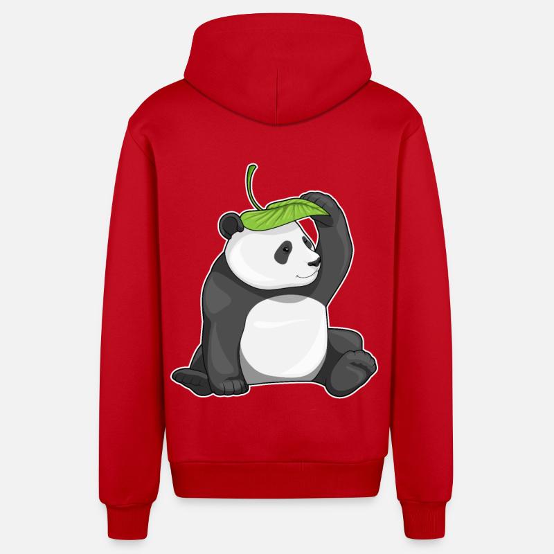 Panda Leaf - Veste à capuche bio décontractée fabriquée en UE - rouge