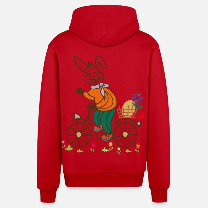Easter , Easter Egg, Easter - Organic Relaxed Hooded Jacket Made in EU - red