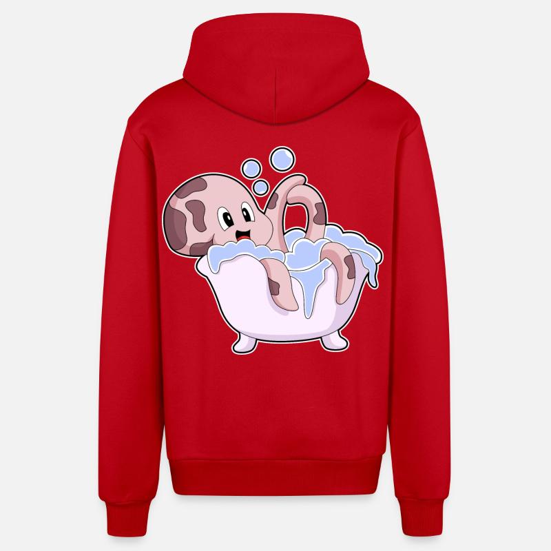 Baignoire Octopus - Veste à capuche bio décontractée fabriquée en UE - rouge