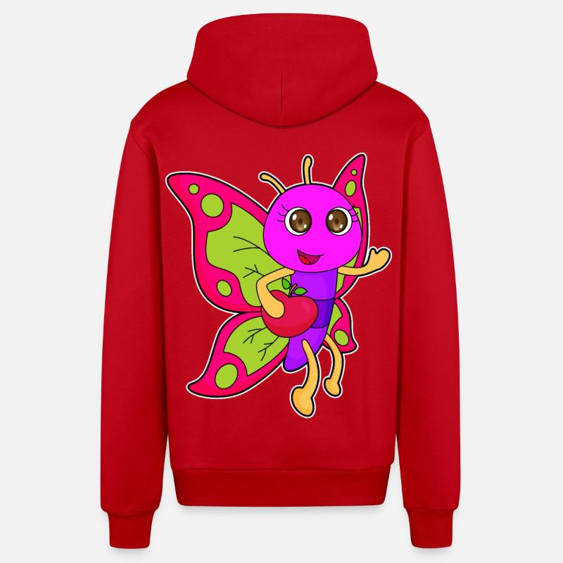 Butterfly Apple Fruit - Veste à capuche bio décontractée fabriquée en UE - rouge