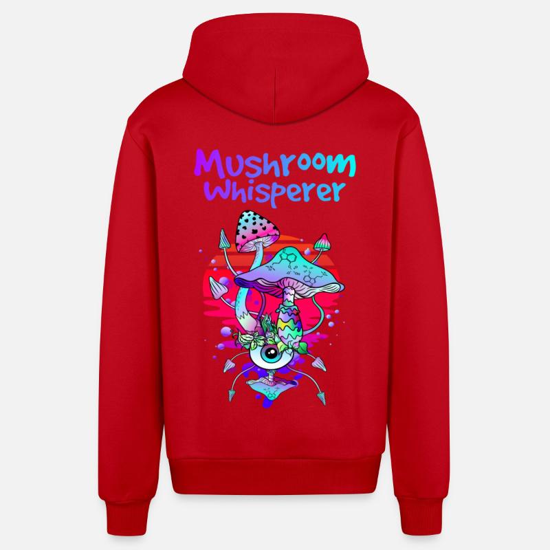 Champignons magiques Mushroom Whisperer - Veste à capuche bio décontractée fabriquée en UE - rouge