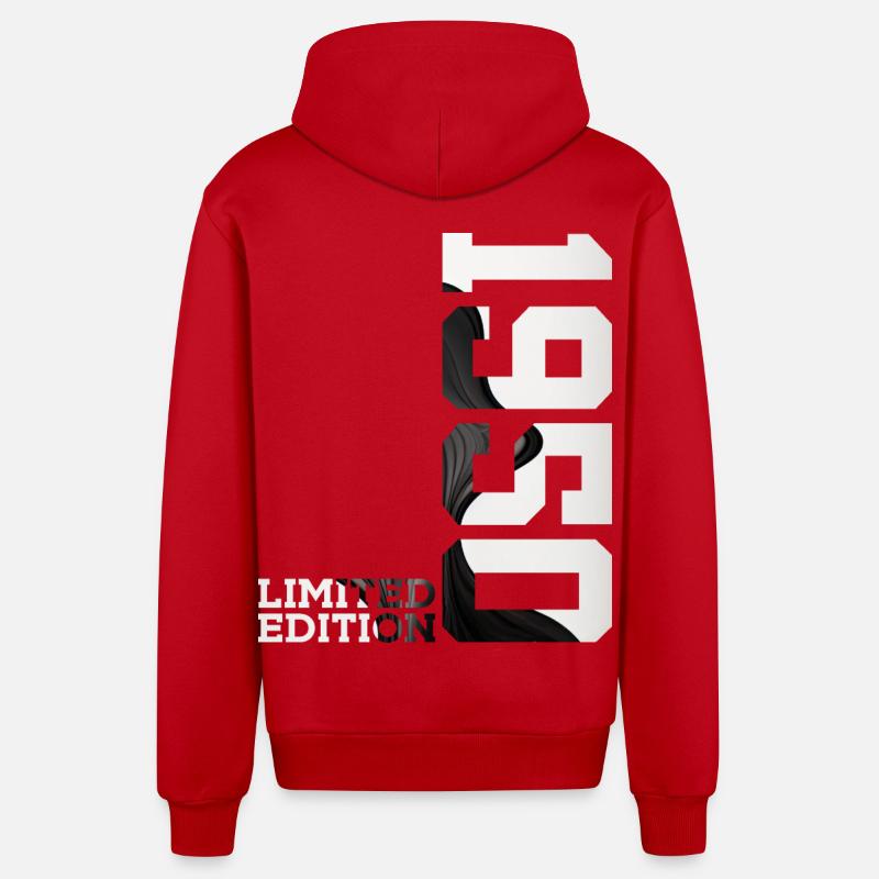 ÉDITION LIMITÉE 76E ANNIVERSAIRE 1950 - Veste à capuche bio décontractée fabriquée en UE - rouge