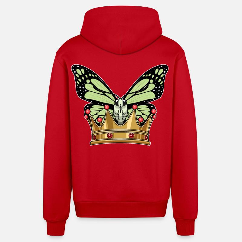 Couronne de papillon - Veste à capuche bio décontractée fabriquée en UE - rouge