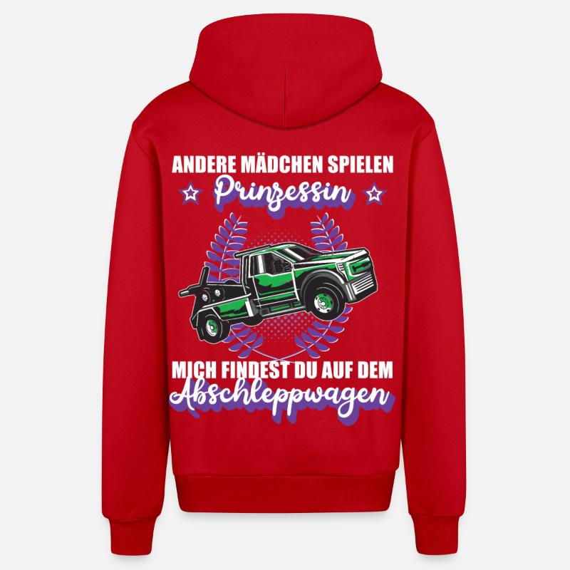 Abschleppwagen Abschleppdienst Mädchen Geschenk - Organic Relaxed Kapuzenjacke Made in EU - Rot