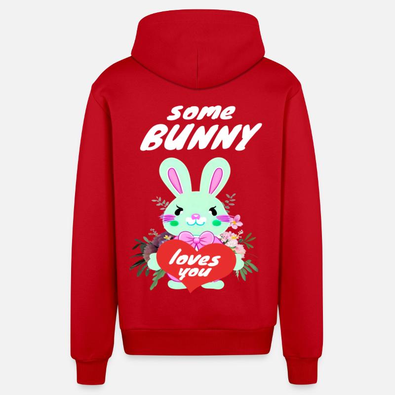 Mignon lapin de Pâques amoureux - Veste à capuche bio décontractée fabriquée en UE - rouge