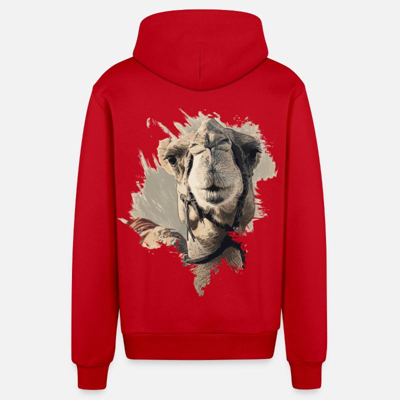Kamelkopf Kamel - Organic Relaxed Kapuzenjacke Made in EU - Rot