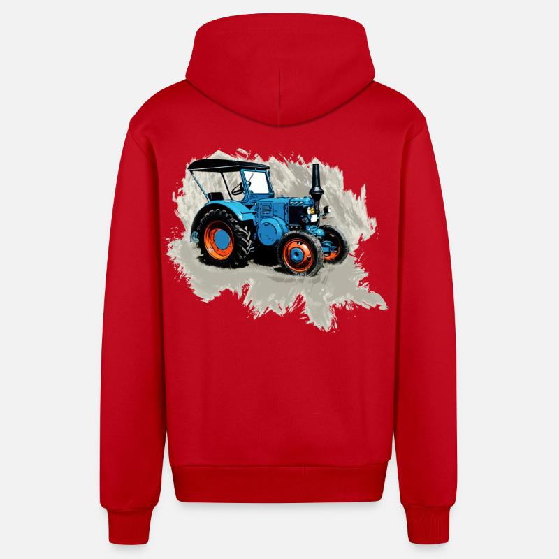 Tracteur Lanz - Veste à capuche bio décontractée fabriquée en UE - rouge