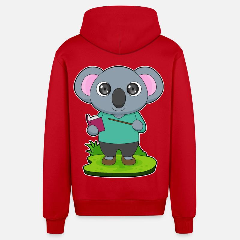 Koala Teacher Pointer - Veste à capuche bio décontractée fabriquée en UE - rouge
