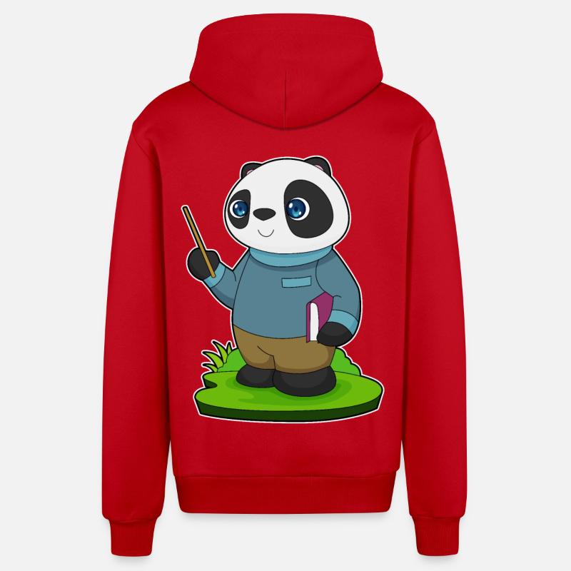 Pointeur d’enseignant Panda - Veste à capuche bio décontractée fabriquée en UE - rouge