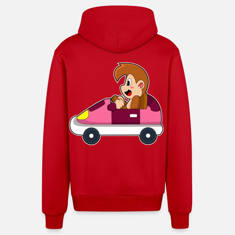 Affe Auto - Organic Relaxed Kapuzenjacke Made in EU - Rot