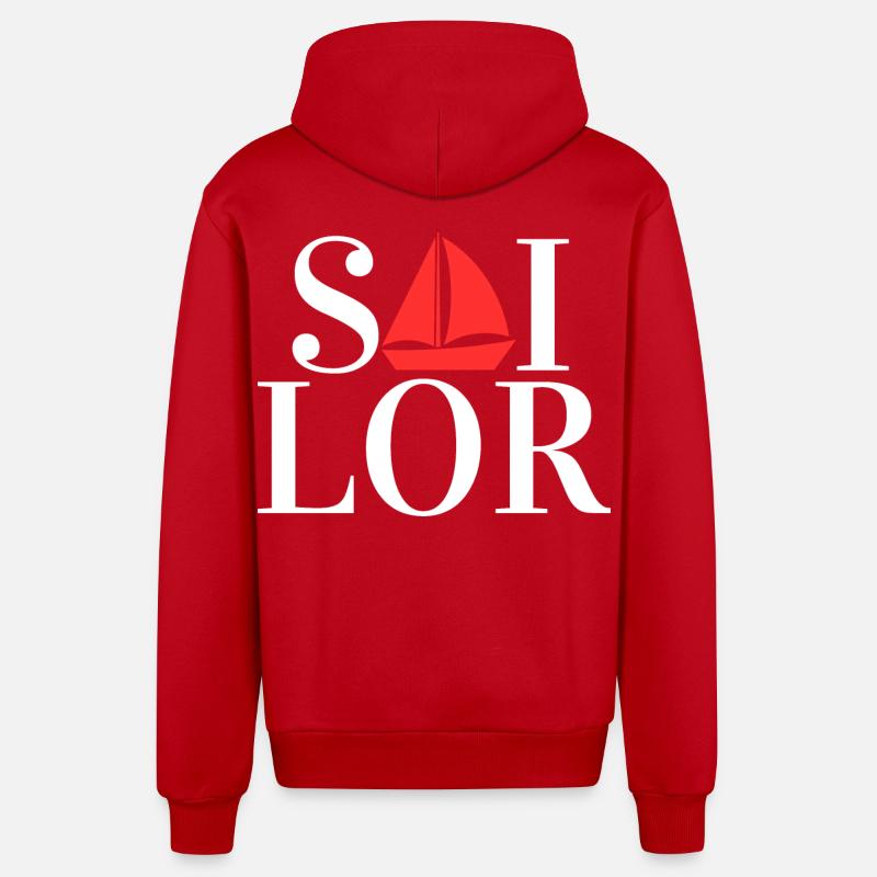 Capitaine Sailor Sailing - Veste à capuche bio décontractée fabriquée en UE - rouge