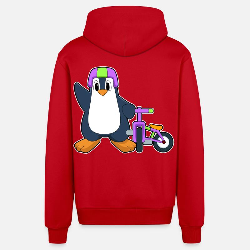 Vélo Pingouin - Veste à capuche bio décontractée fabriquée en UE - rouge
