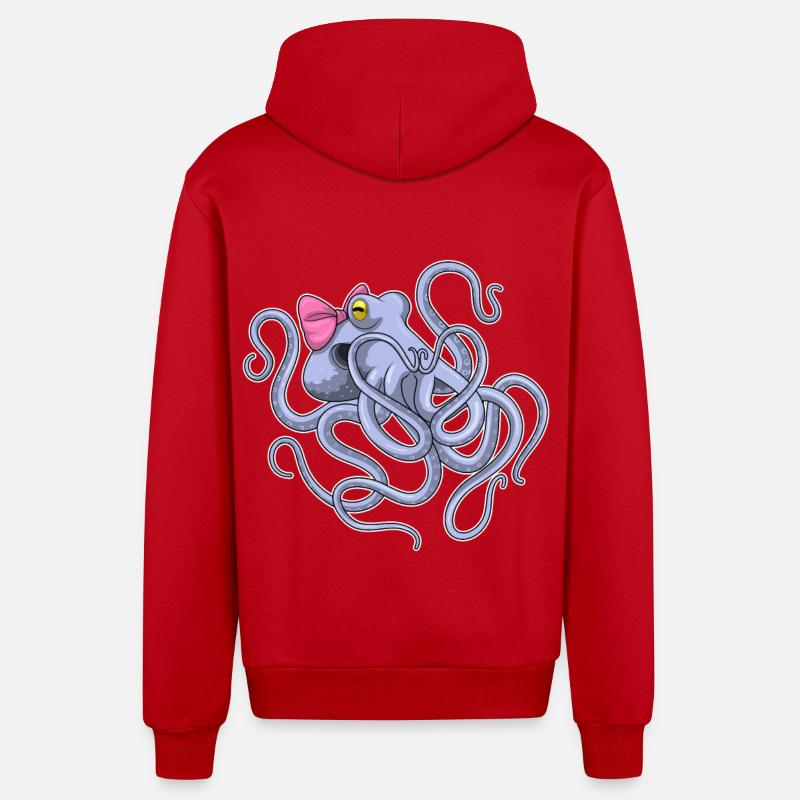 Boucle de pieuvre - Veste à capuche bio décontractée fabriquée en UE - rouge