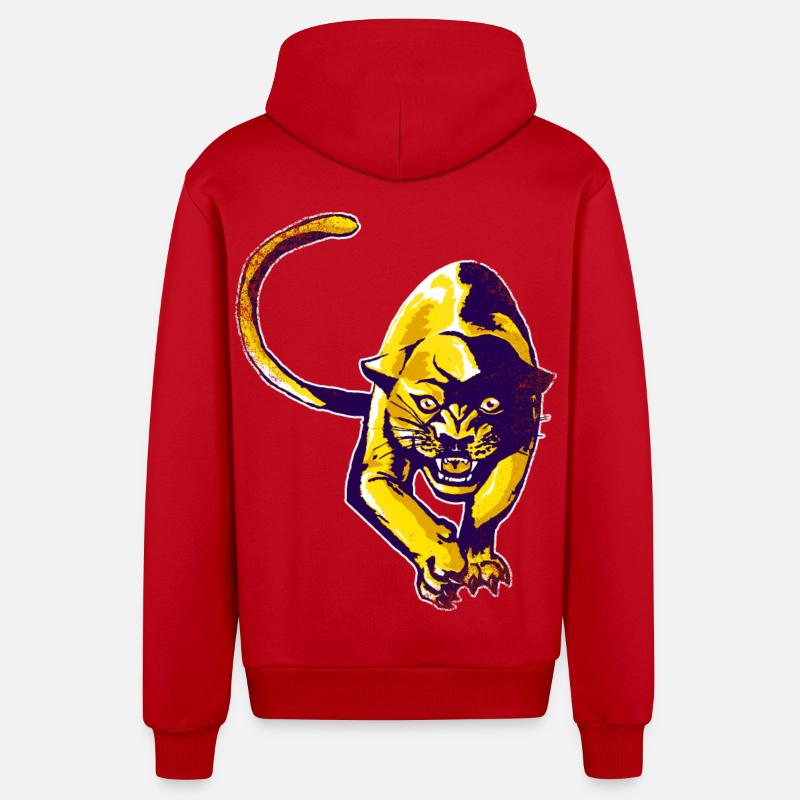 Panthère dorée - Veste à capuche bio décontractée fabriquée en UE - rouge