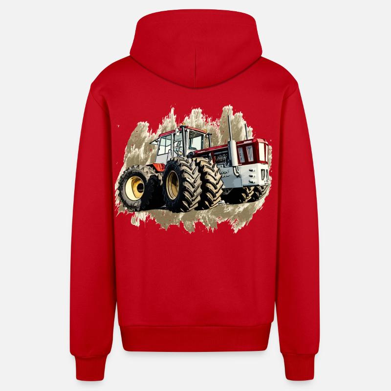 Tracteur Géant - Veste à capuche bio décontractée fabriquée en UE - rouge