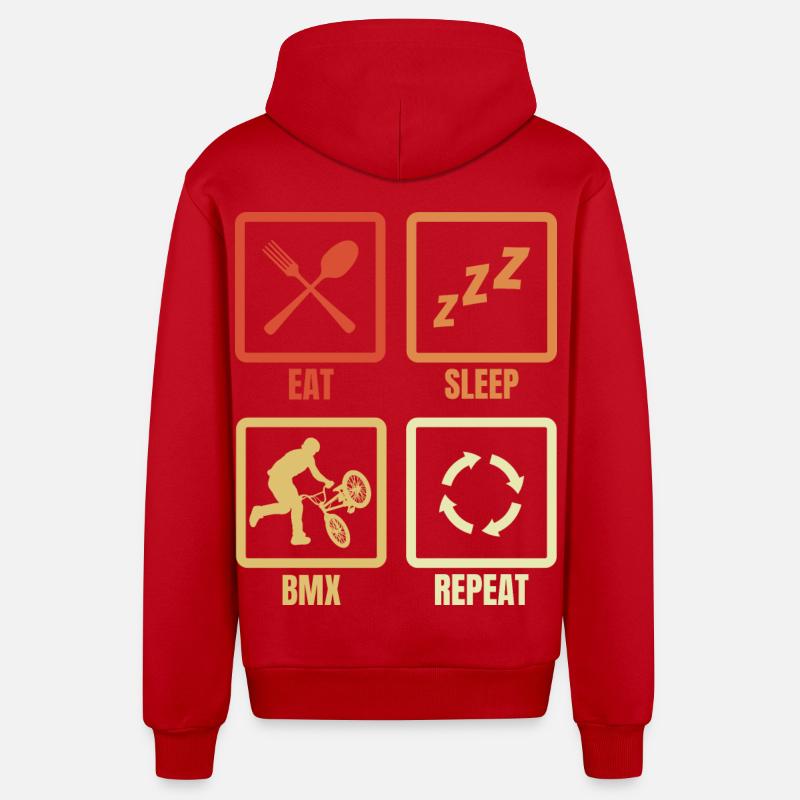 BMX Routine - Organic Relaxed Kapuzenjacke Made in EU - Rot
