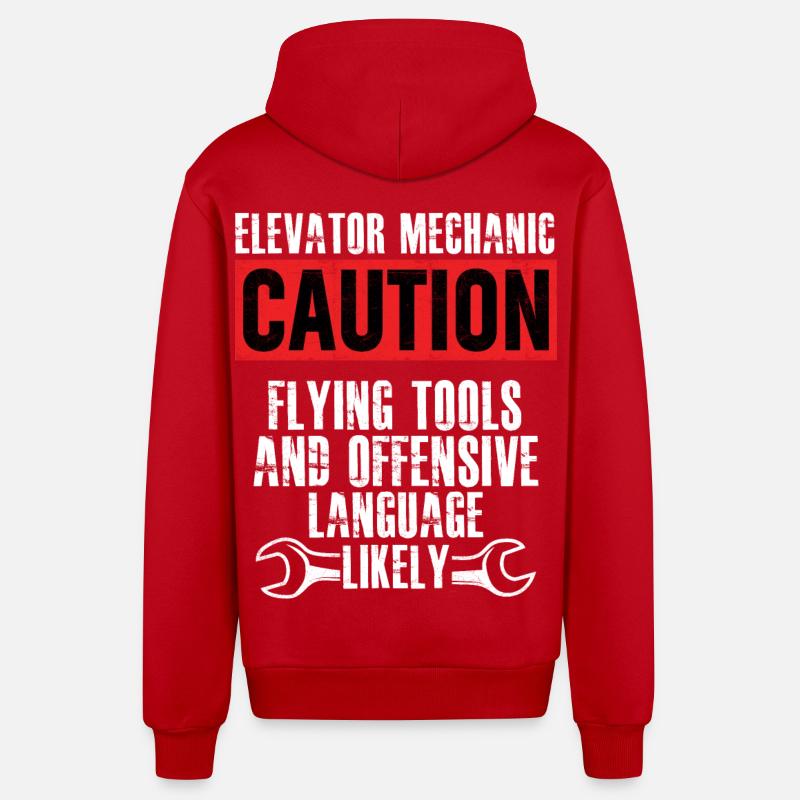 Mécanicien d’ascenseur Technicien d’outils volants - Veste à capuche bio décontractée fabriquée en UE - rouge