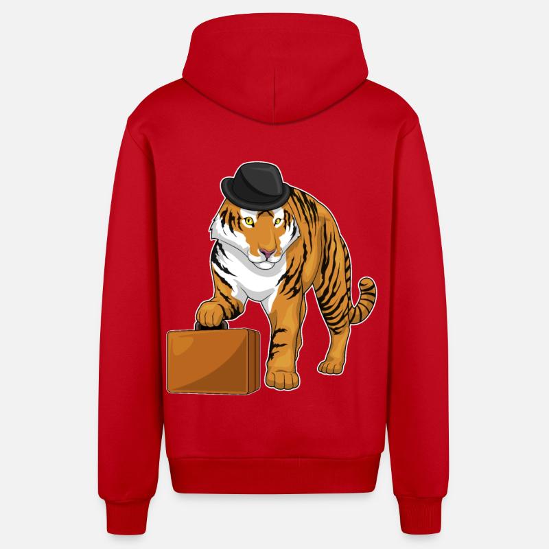 Porte-documents Tiger - Veste à capuche bio décontractée fabriquée en UE - rouge