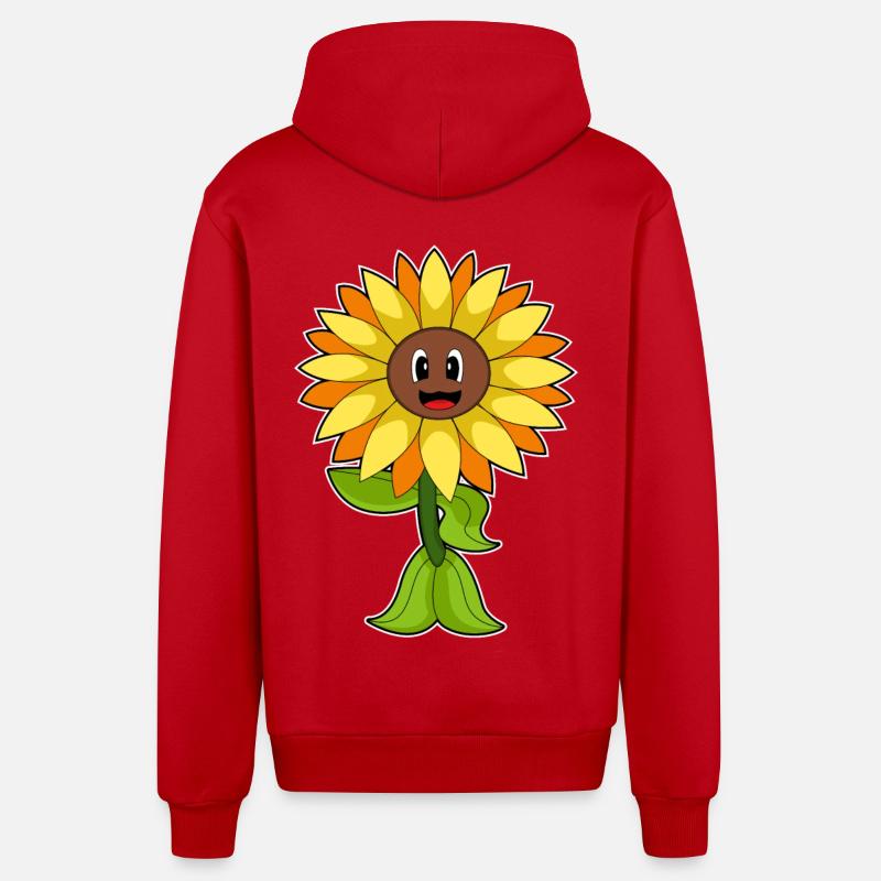 Fleurs de tournesol - Veste à capuche bio décontractée fabriquée en UE - rouge