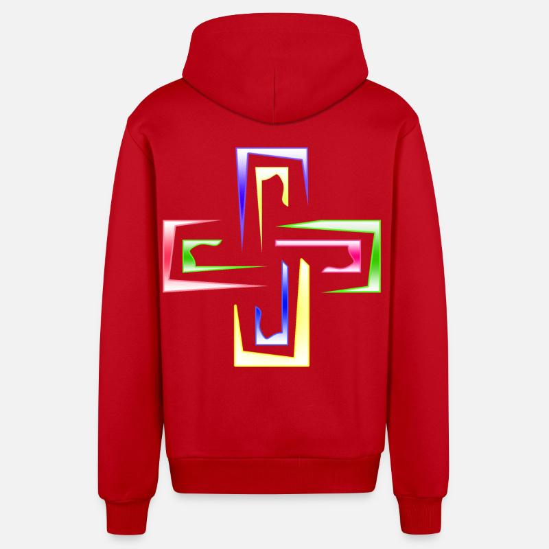 Neon Prism Frames abstraktes Logo - Organic Relaxed Kapuzenjacke Made in EU - Rot