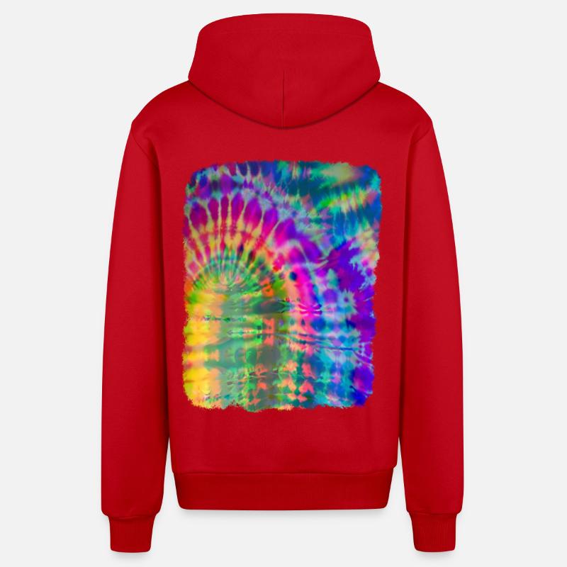 Tie Dye Batik - Veste à capuche bio décontractée fabriquée en UE - rouge